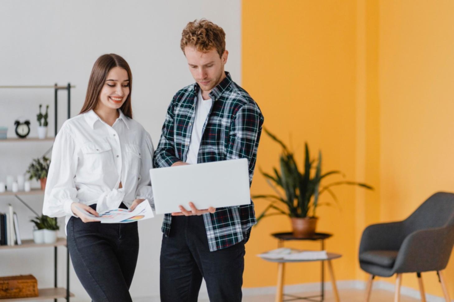 Professional workspace with financial planning materials and documents